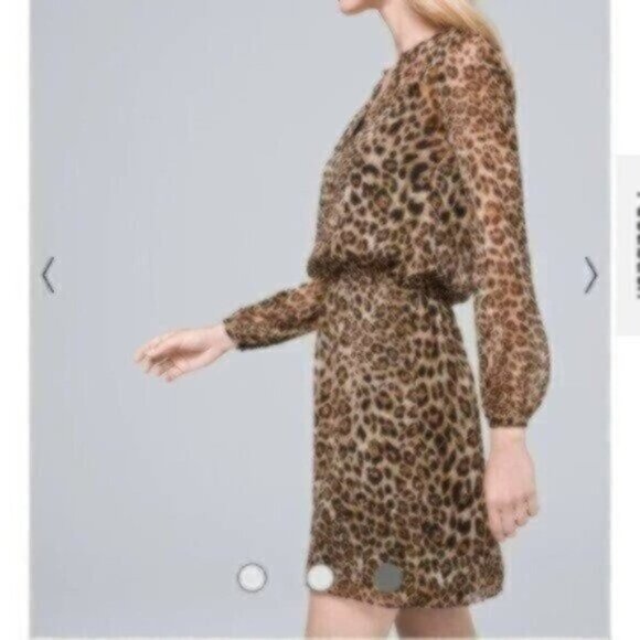 NWOT White House Black Market Leopard Soft Blouson Dress - Picture 3 of 4